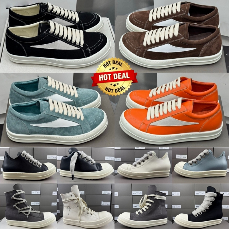 Designer shoes Rick Sneaker Owenshoes mens Winter Leather Boots women Fashion Luxur Ankle Boots womens Platform Casual shoes Classics Canvas Suede R