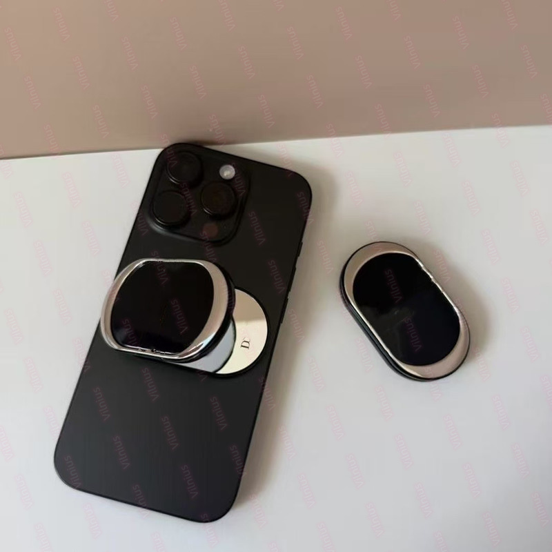 Phone case Designer C D Detachable Oval Mirror Phone Ring Holder 2 in 1 Adhesive Metal Finger Kickstand Universal Cell Phone Back Grip Stand For-image-1112595644
