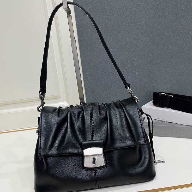 Sacs de luxe pour femmes, sac à bandoulière froncé en cuir de vache souple de styliste, rabat pliable, serrure en métal, sac à bandoulière réglab