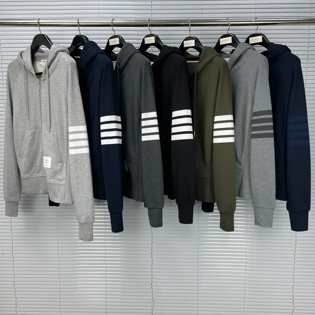 Men's outerwear, designer hoodie, men's shirt, classic color woven striped hooded zipper loose hoodie jacket, spring and autumn college st