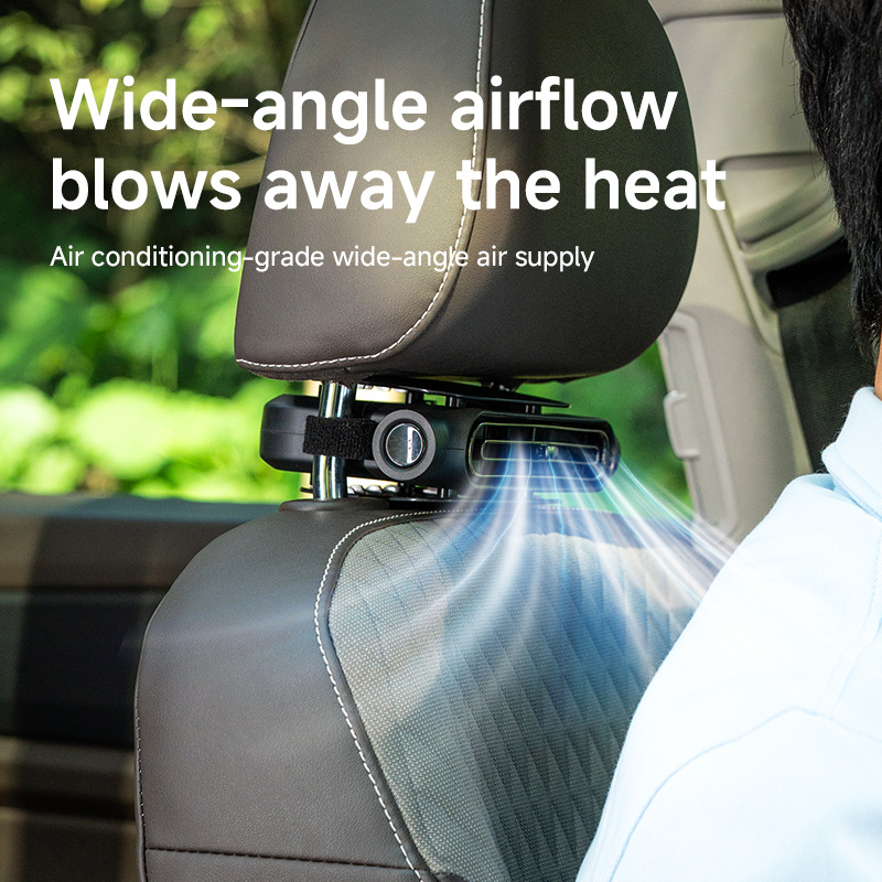 Car Headrest Seat Fan 3 Speed USB Plug In 3000mAh Built In Battery Ventilation Fan-image-1112851245
