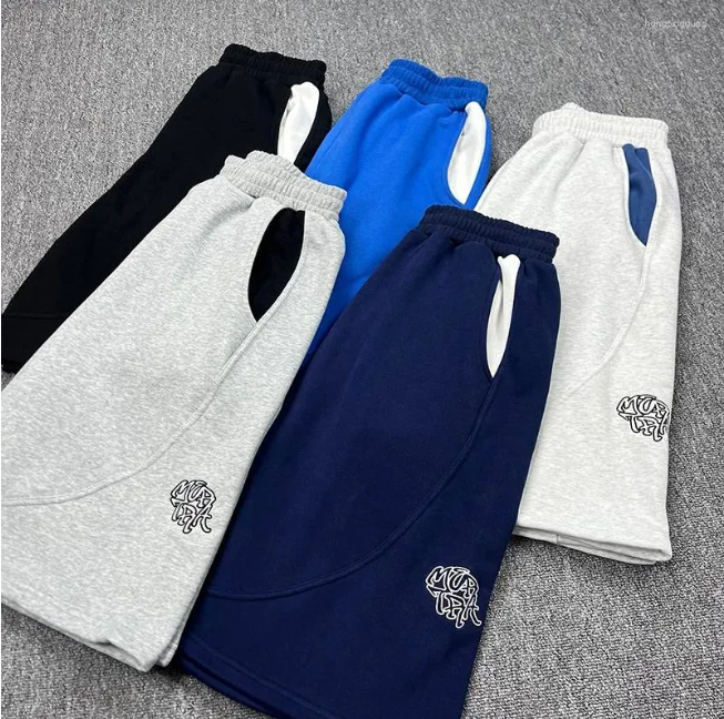 Mertra Men's shorts Cotton Gray Drawstring jorts Patchwork Breeches Classic Logo Embroidery short pants Luxury Jogging casual cargos mens desig