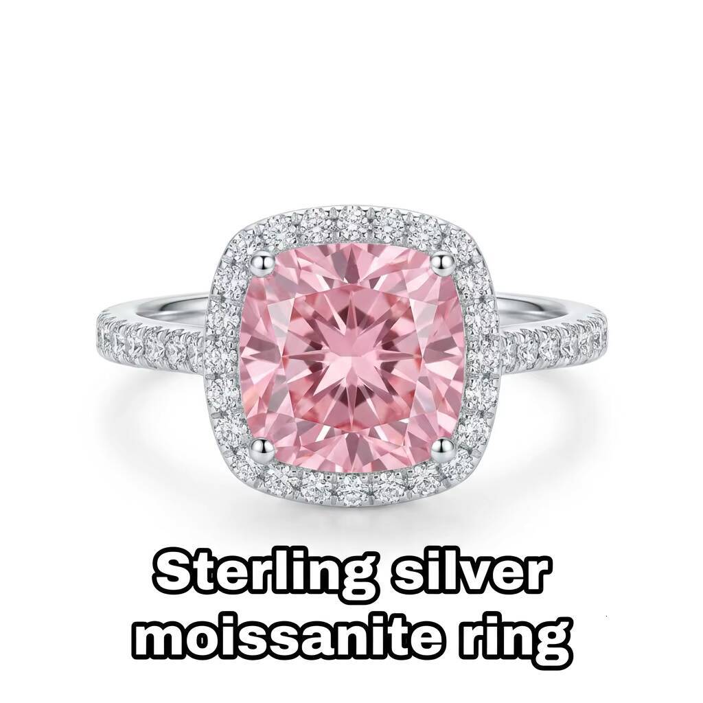 Trendy Moissanite Engagement Ring for Women VVS1 925 Silver Luxury Fine Rings Pink Bridal Wedding Anniversary Jewelry Gift