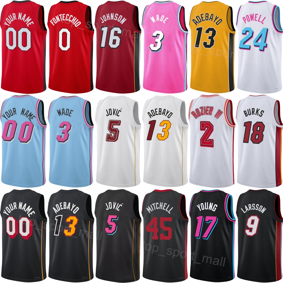 Maillot de basket-ball sérigraphié PJ Tucker 17 Victor Oladipo 4 Gabe Vincent 2 Markieff Morris 8 Max Strus 31 Caleb Martin 16 Udonis Haslem Team