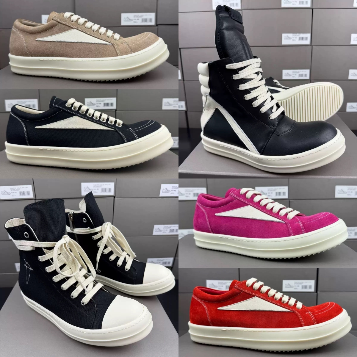 Rick Sneaker designer owenshoes High quality Casual shoes Fashion Boots Leather canvas Ankle Flock Unisex Sport Platform Runner Sneakers Trainers fo