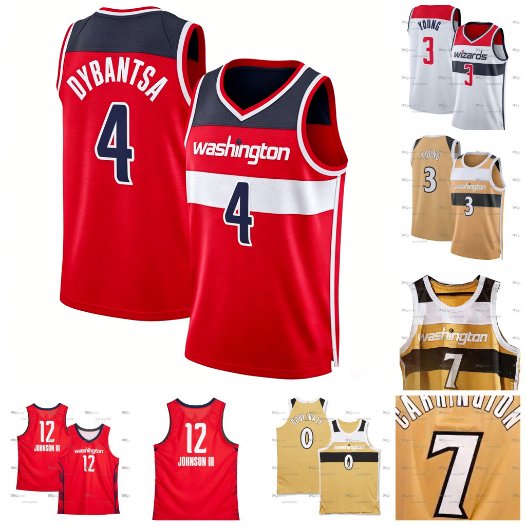 Custom 4 AJ Dybantsa WashingtonWizards 3 Trae Young Basketball Jersey Alex Sarr Anthony Davis Kyshawn George Tre Johnson III Stitched