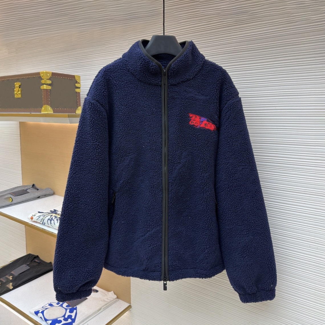 High quality designer outerwear men's Teddy cotton wool mixed fleece waist cinching jacket