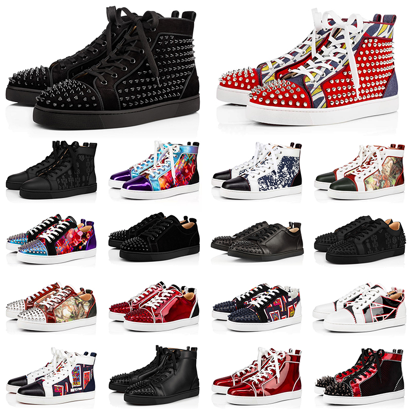 With box designer red bottomshoes casual shoes Men's lace-up light luxury fashion trendy low-top casual shoes and high-top men's shoes wit