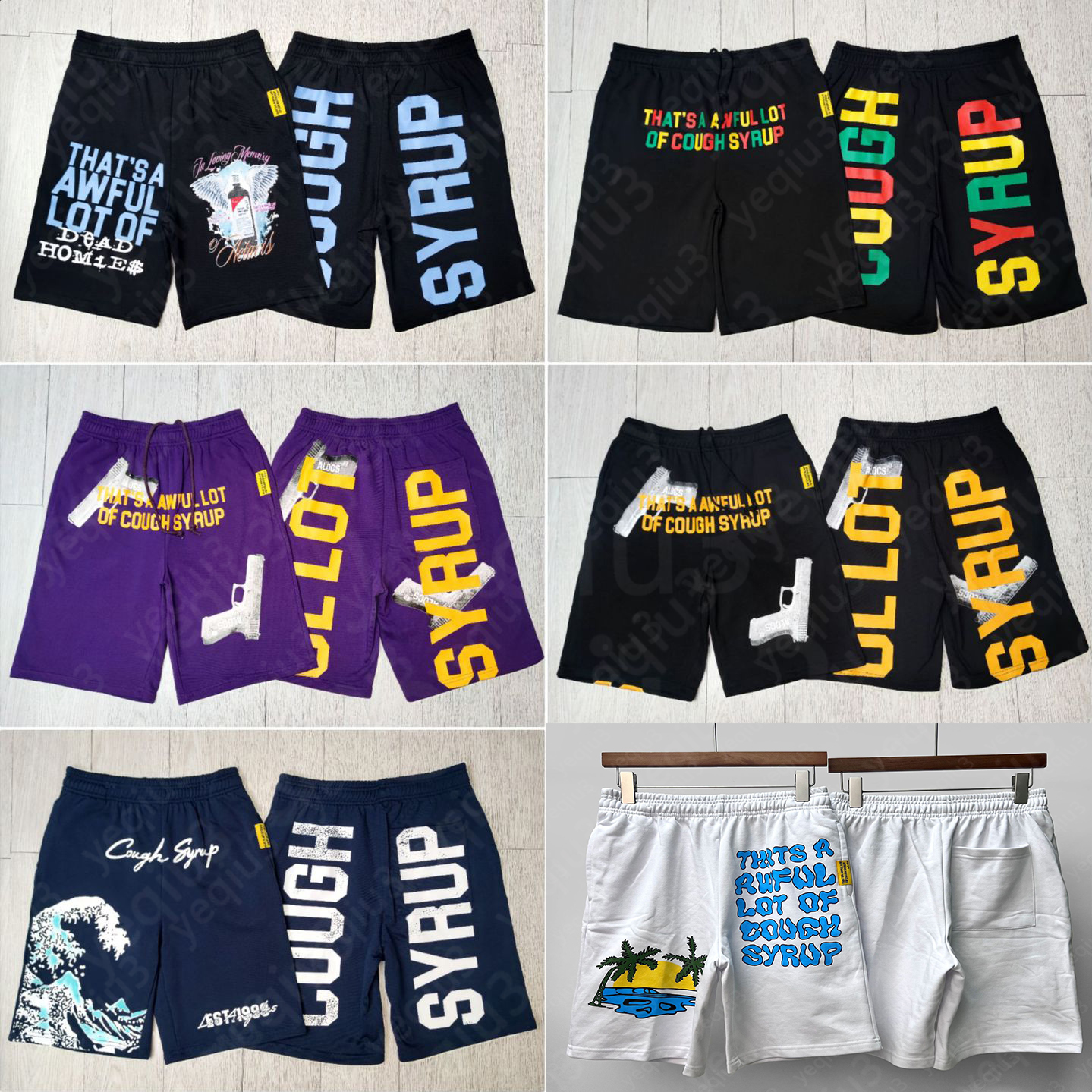 Men's Shorts Cough Syrup Bird Bottle Print Short Pants Summer Men Women Unisex High Quality Drawstring Loose