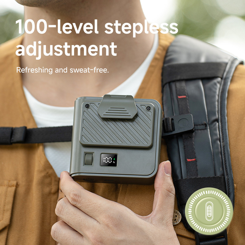 9500RPM Waist Clip Fan 100 Speed 3000mAh Digital Outdoor Hands Free Fan-image-1112830415