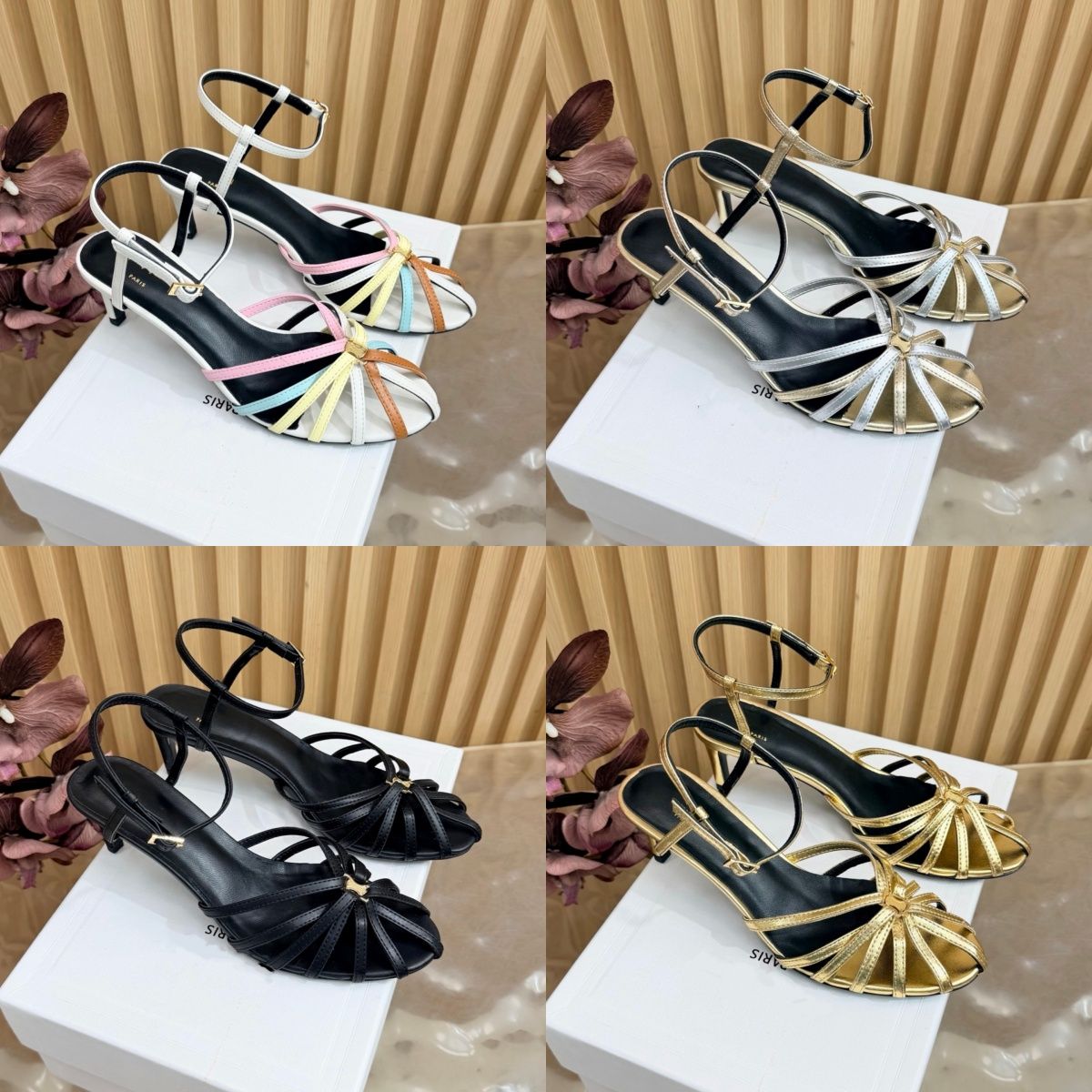 Black white block heel Designer woman High heel Leather thong Sandal dress elegant kitten heel Luxury slipper summer Gladiator Sandale Casual bride