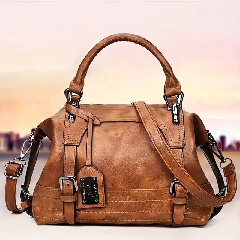 Designer bag Large Capacity Genuine Texture Oil Wax Leather Boston Women's Handbag Shoulder Crossbody Bag