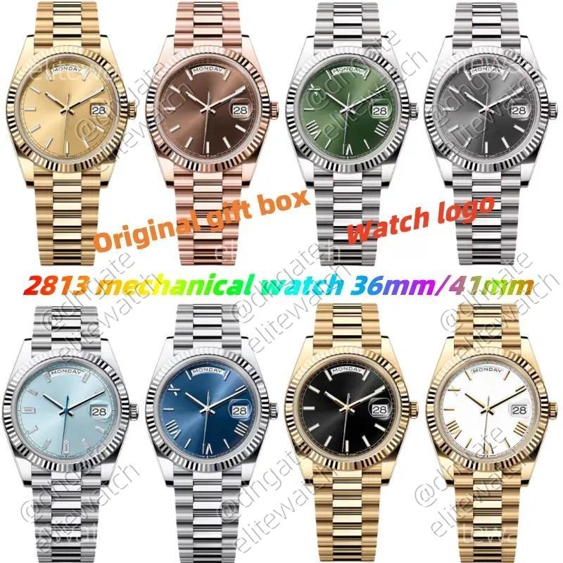 Top Men's Watch 2813 Automatic Mechanical Male and Female Designer 36/41mm Double Calendar Luxury Watch with Waterproof Luminous Sapphire 904L