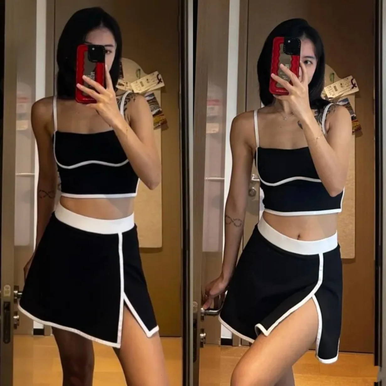 2026 Gym Clothe Set Designer Yoga Airbrush Streamlined Bra Skirts Sports Tank outdoor Top Shorts Tennis Womens Square Neckline Skirt Workout Set Str