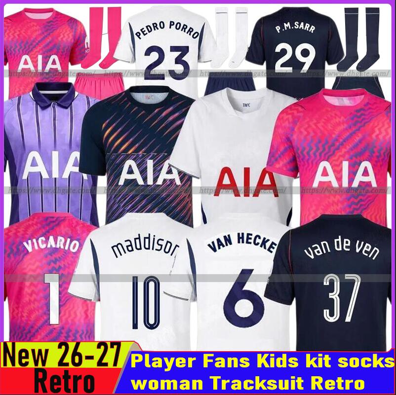 Tottenham 26 27 Soccer Jerseys VAN DE VEN KULUSEVSKI MADDISON KUDUS ROMERO XAVI spursjersey 26 27 football shirt men kids kit-image-996635628