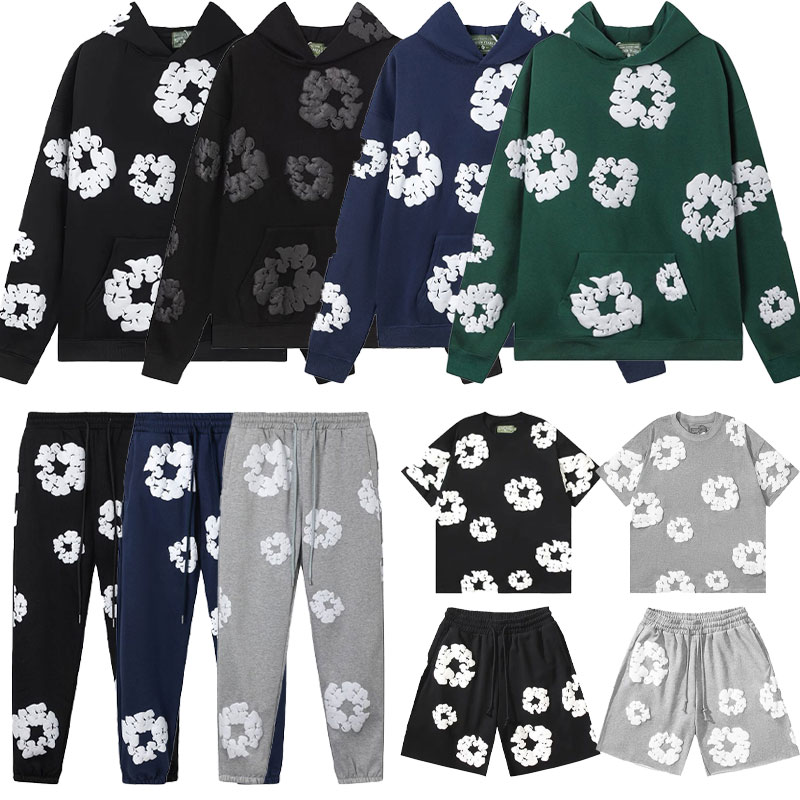 designer denim à capuche hommes à capuche designer à capuche mousse à la mode lettres imprimées fleur jogger pantalon à cordon décontracté col ro