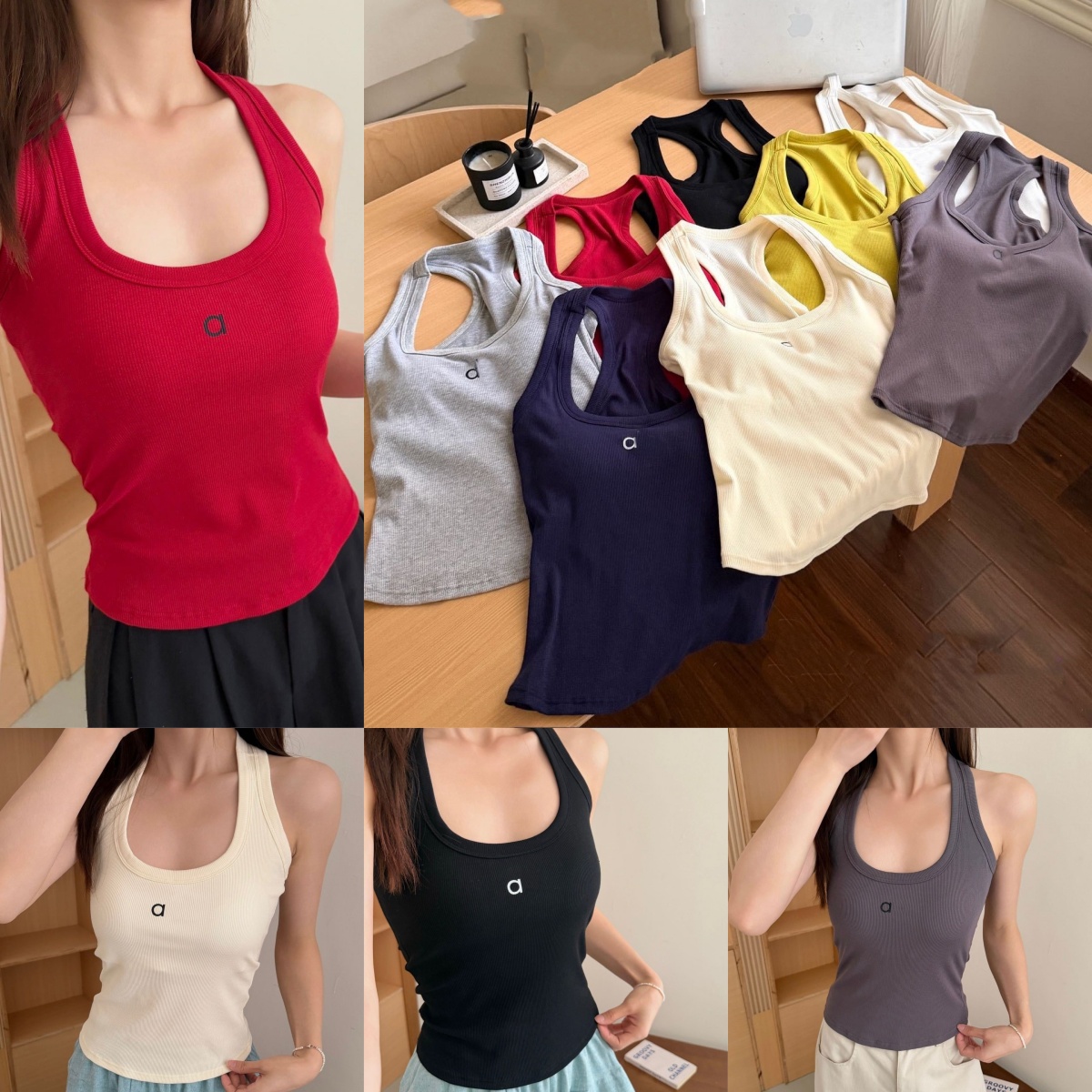 A2459 Débardeur de Yoga pour femmes, mode Sexy Spice Girl, large bandoulière, col en U, gilet à bretelles en forme de I avec coussinet de poitrin