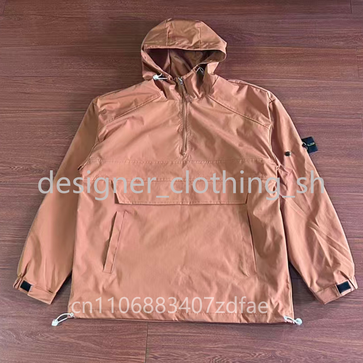 Stones Compass Button Patch Jackets Men's Anorak Jackets Fashion Man Half zip Streetwear Stones Hooded Coats Men Windbreaker Waterproof Stones