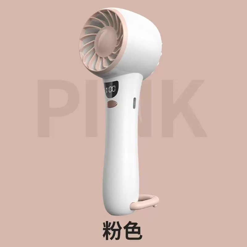 5 Speed Digital Hand Fan Retractable Stand USB Dual Use Portable Fan-image-1112830633