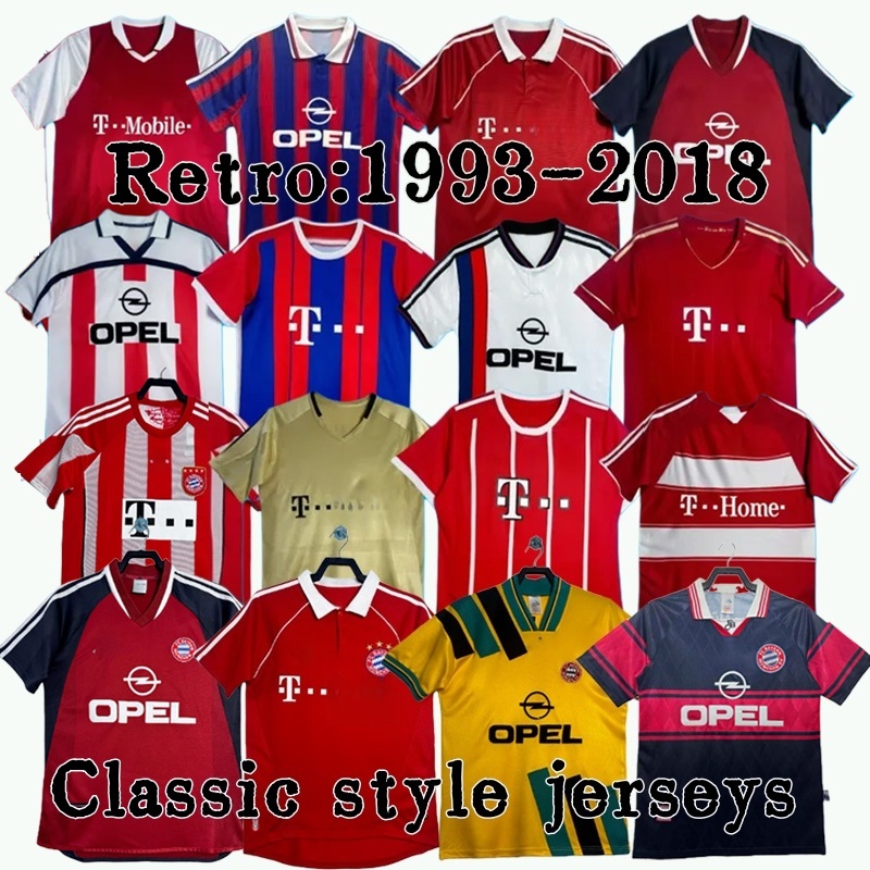 Maillots de football rétro Bayern MunchenS 1993 95 96 97 98 99 2000 04 05 10 11 12 13 14 15 17 18 ROBBEN LAHM MULLER JAMES LEWANDOWSKI KLINSMANN