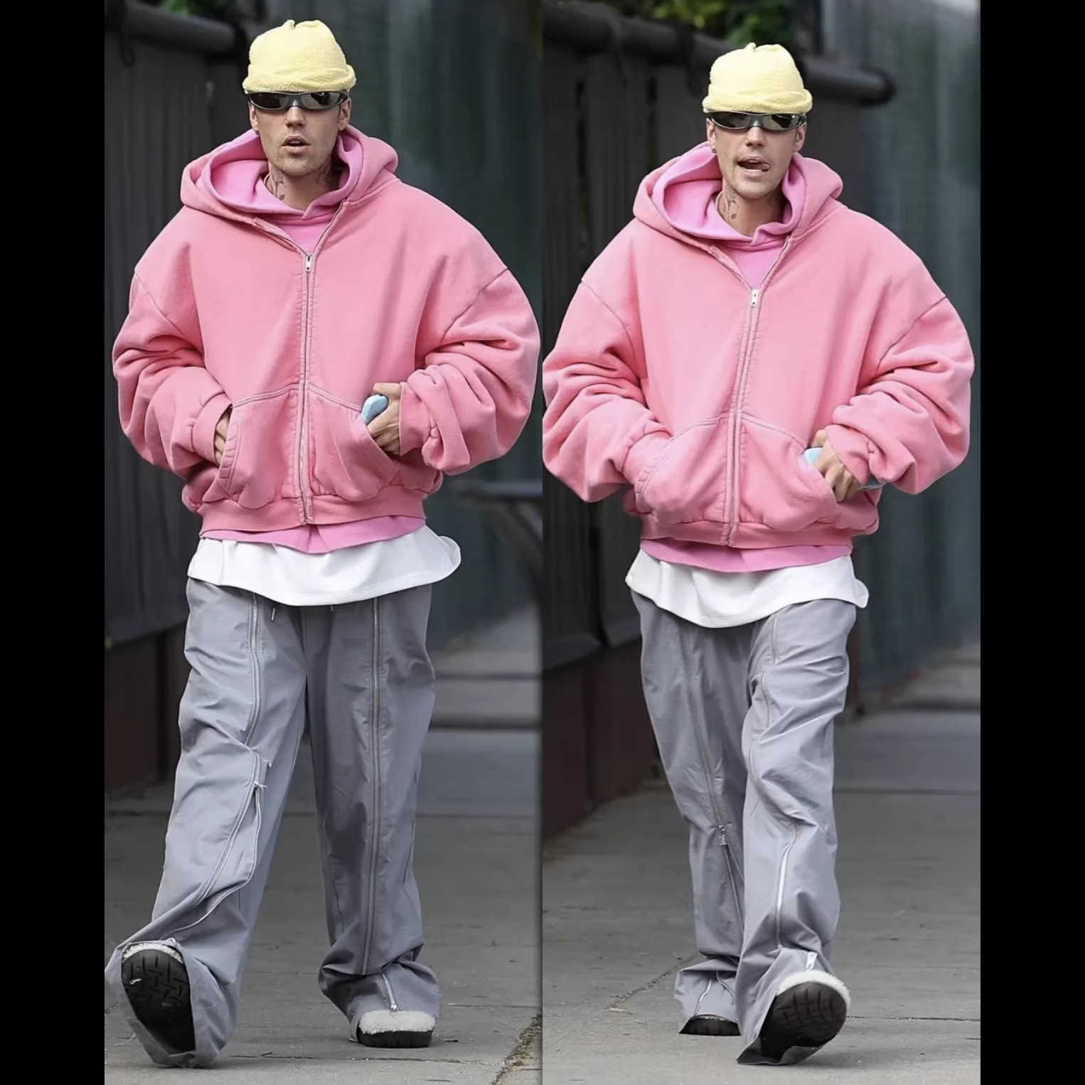 2025SS Bieber Same SKYLRK Style américain marque tendance couleur unie Cardigan à capuche lavé Vintage polaire sweat veste L260427