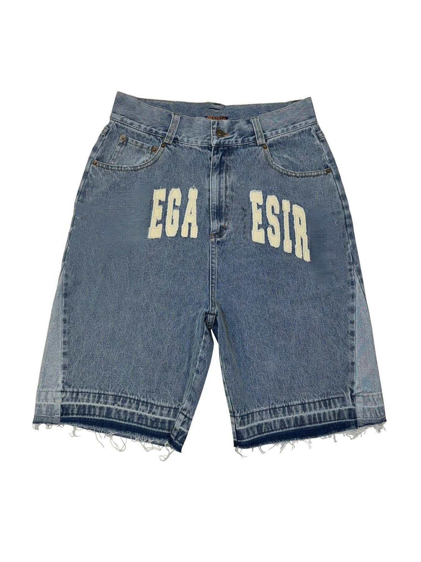 Vintage Embroidery Denim Shorts Men High Waist Wasched Streetwear Oversized Y2K Gothic Punk Harajuku Casual Jeans Shorts-image-976530225