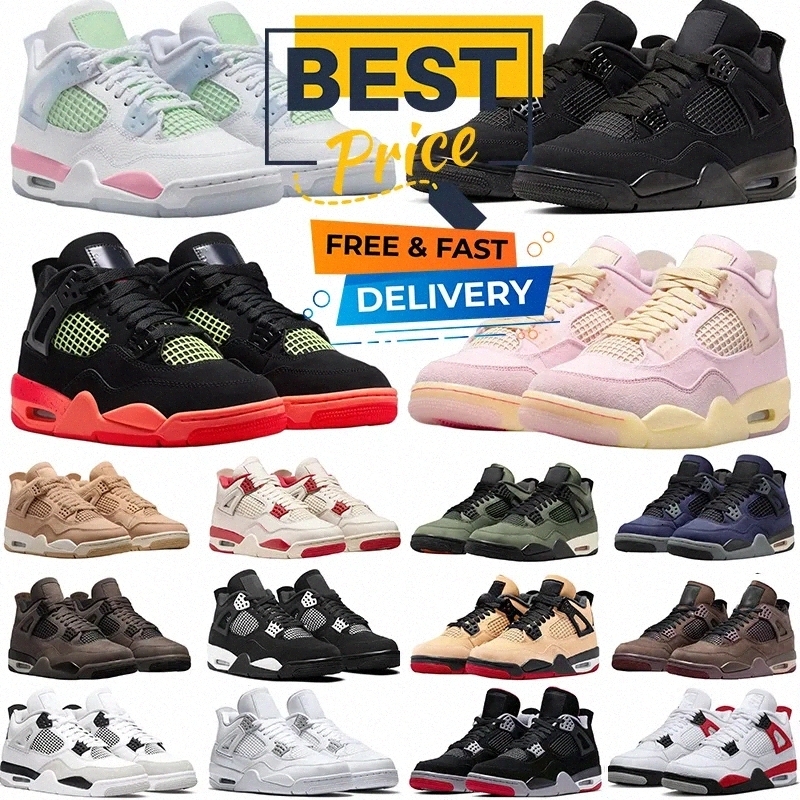 Mens 4 Basketball Shoes 4s Local Warehouse Outdoor Womens Sport Platform Running Sneakers Trainer Red Thunder Green Black Navy University Blue Stock