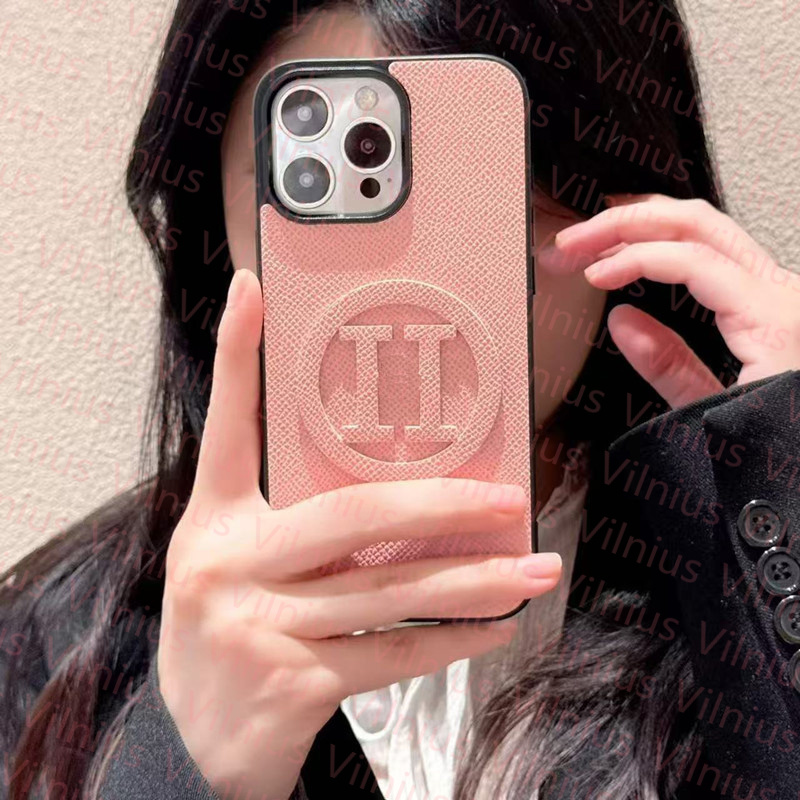 Luxury Orange Cross Grain Leather Phone Case Designer For iPhone 17 16 15 14 13 Pro Max Embossed HHH Sign Anti-drop Shockproof Soft Edge Full Cov