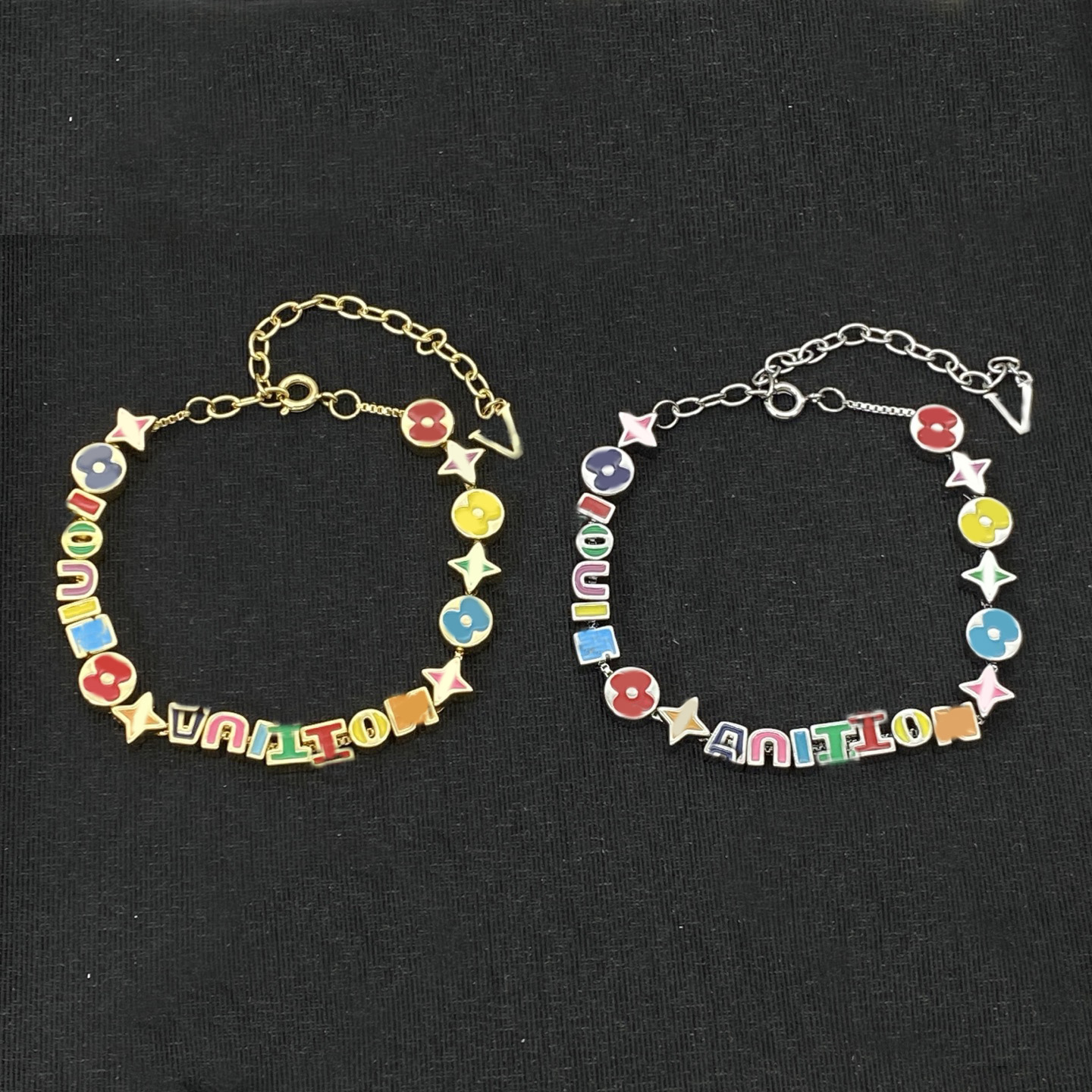 Designer Bracelet Luxury Colorful Letter Cube Beads Clover Charm Bracelet Bangle Gold Silver Chain Bracelet For Women Men Punk Party Fashion Jewelry