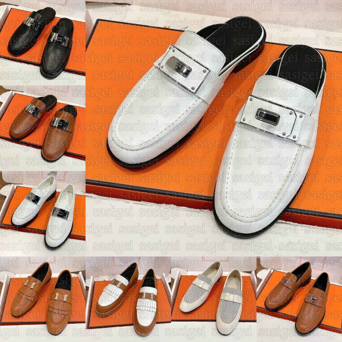Designer Paris Mocassin Eclair Femme Noir Rose Noir Cuir de chèvre Toile Cuir de veau Blanc Blanc