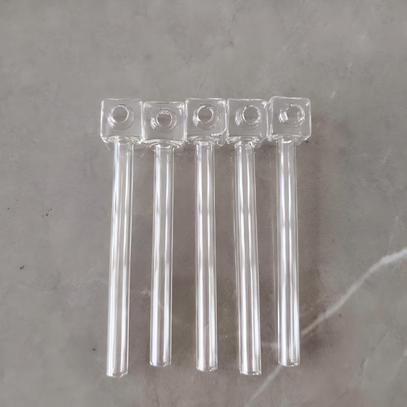 Newest 12cm Glass Oil Burner Pipes 20mm Square head Hand glass Pipes For Smoking Accessories Tool glass bongs-image-1113085213