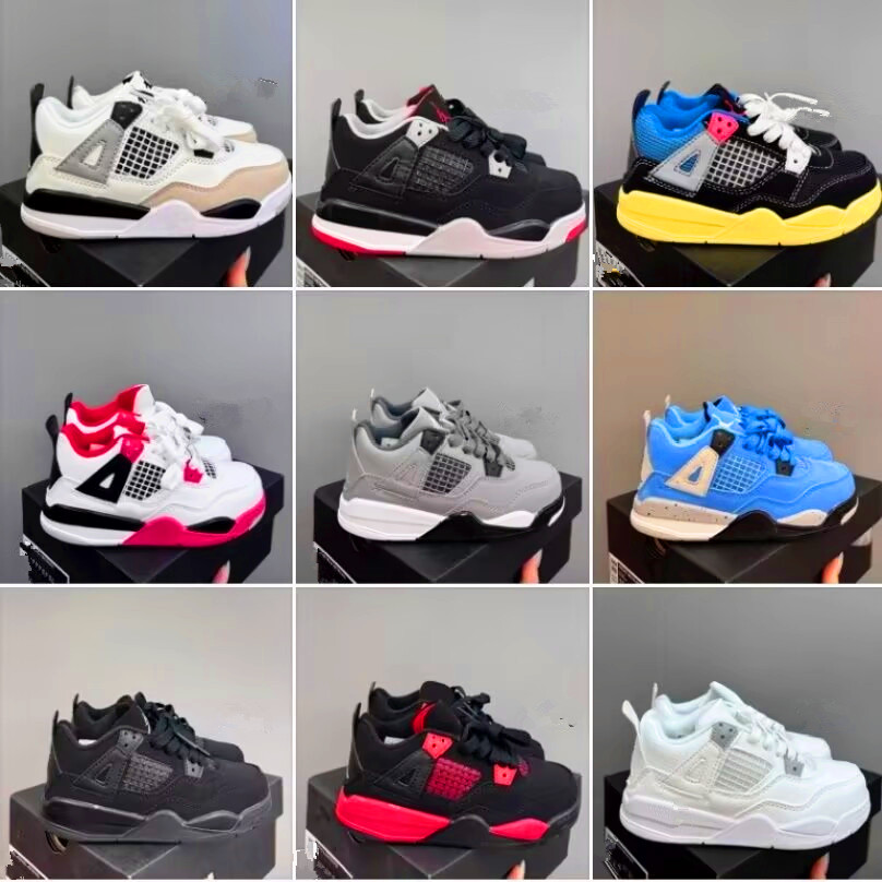 Black Cat 4s Airo jordanlty 4 Kids Shoes baby j4 basketball trainers Designer boy girls kid sneakers unc university blue bred Red Th 26Y0921