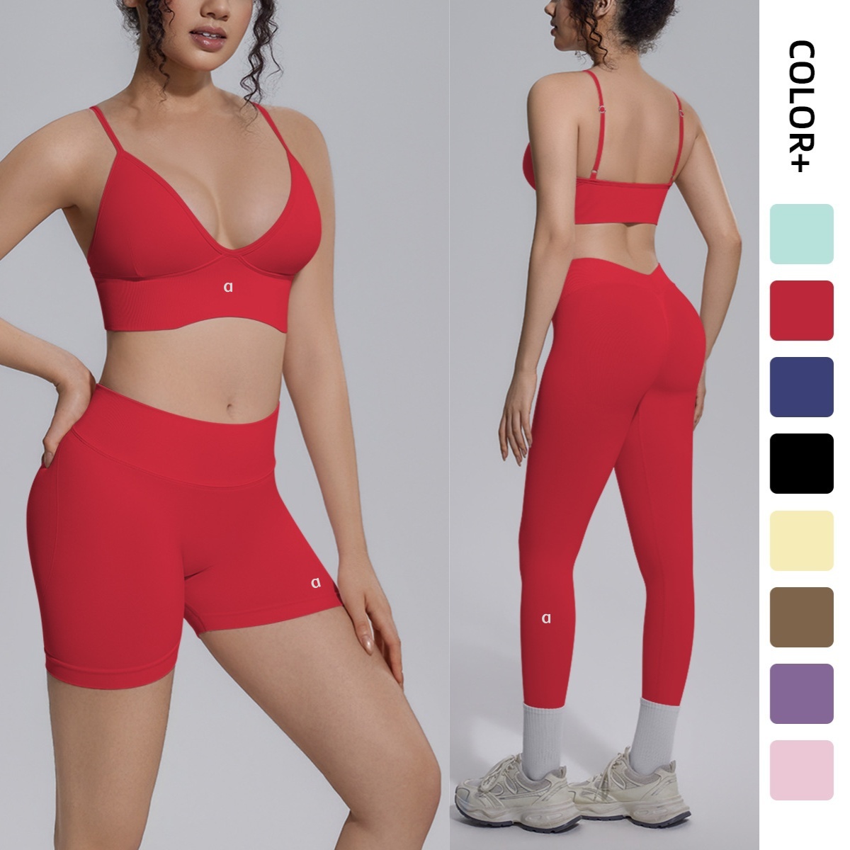 A2318 Women's Seamless Tight Sports Bra Three-Inch High Waisted Peach Gym Shorts Running Tights Breathable Fitness Yoga Pants Yoga Set Workouts