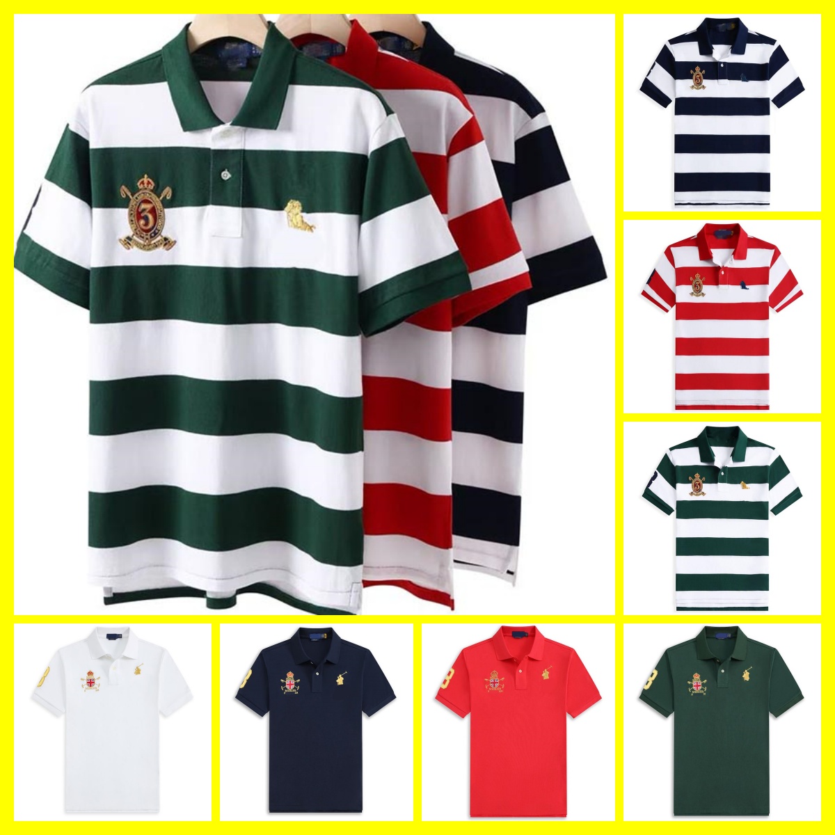 Designer Mens Brand Luxury Embroidery logo Graphic Casual Lapel T-shirt Short-sleeved Polo Shirts Mens Sportswear High quality striped casual shirt