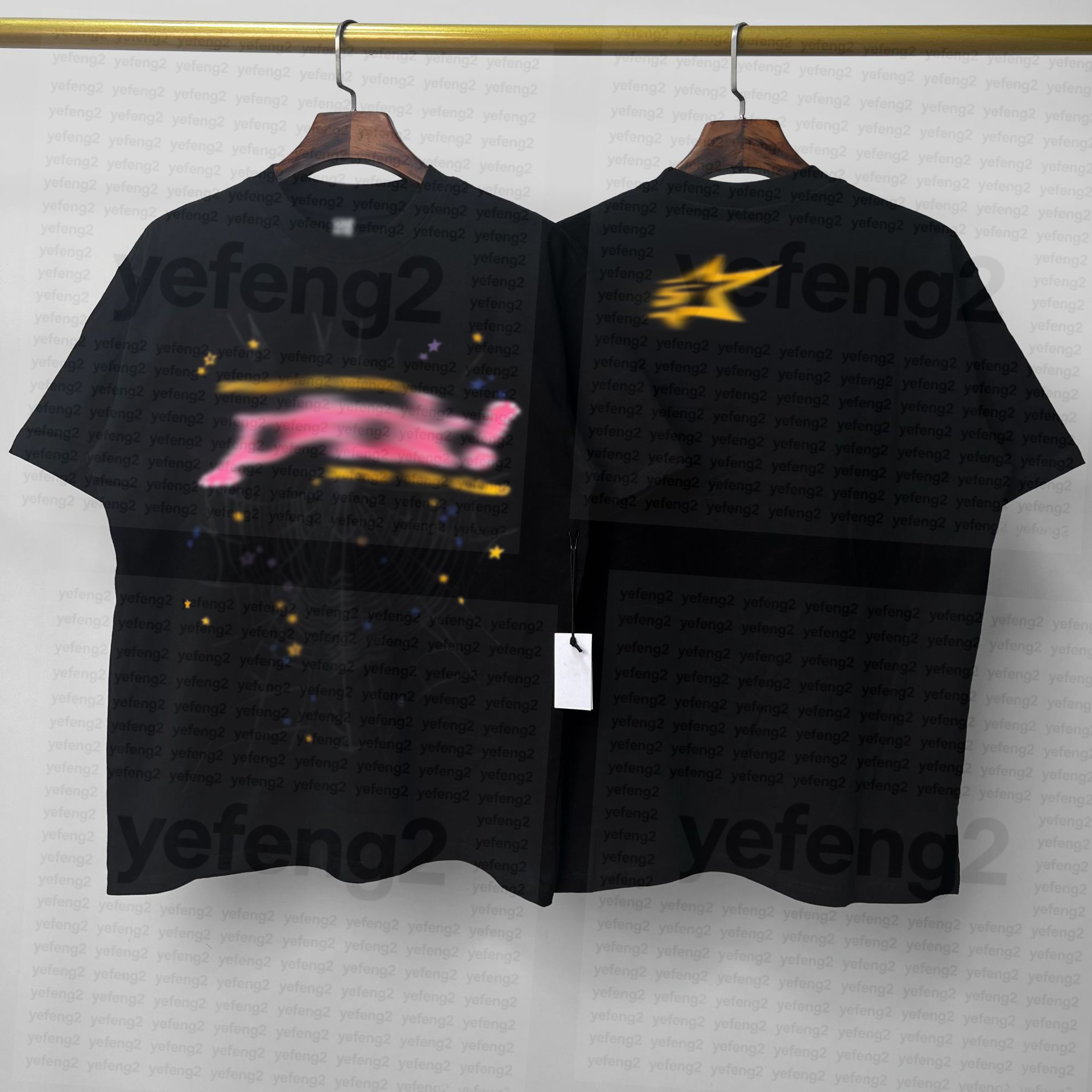 Men's Designer T shirt Cotton Spider Web Printed Short Sleeve Round Neck Street Wear Casual Loose Summer T-shirt-image-1112807899