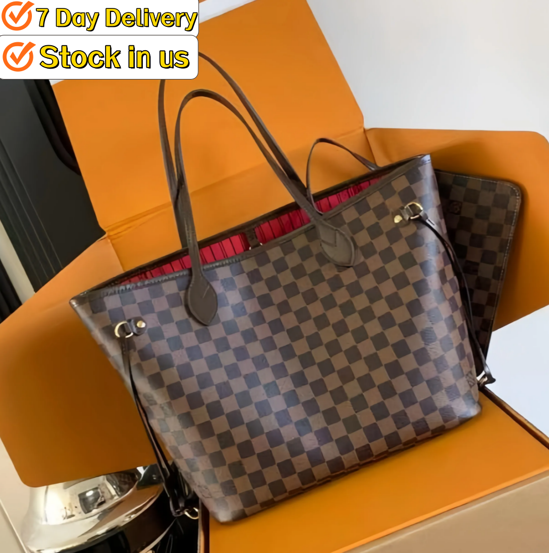 Luxury Neverfll Bag Designers Handbags Purses Brown Grid Women Brand Letter Genuine Leather Shoulder Bags Crossbody Bag The Tote Bag Shoulder Tote W