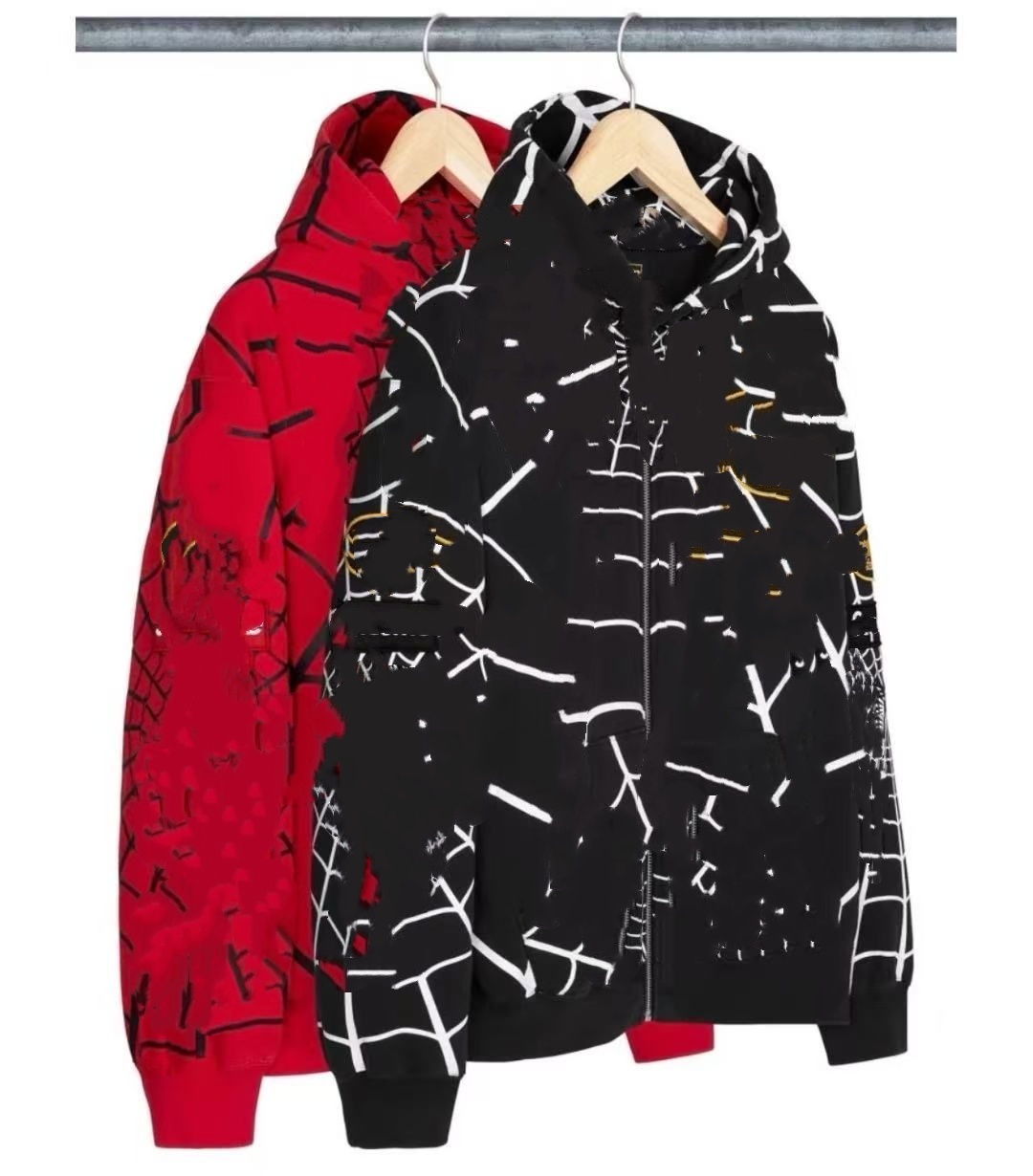 Veste assortie à capuche avec fermeture éclair et motif toile d'araignée pour hommes et femmes, S Sider