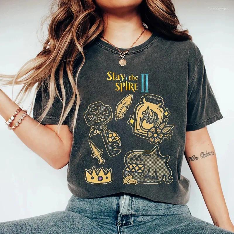Women's T Shirts Vintage Gold Slay The Spire 2 Shirt Retro Roguelike Deckbuilder Tee Summer Men's And Breathable T-shirt Top