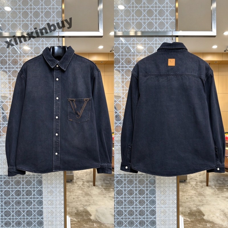 Men's Pocket Gold Letter Embroidery Jacket Pattern Lapel Collar Striped Jeans Sets suit Casual Streetwear Outer Coat xinxinbuy black red S-2XL
