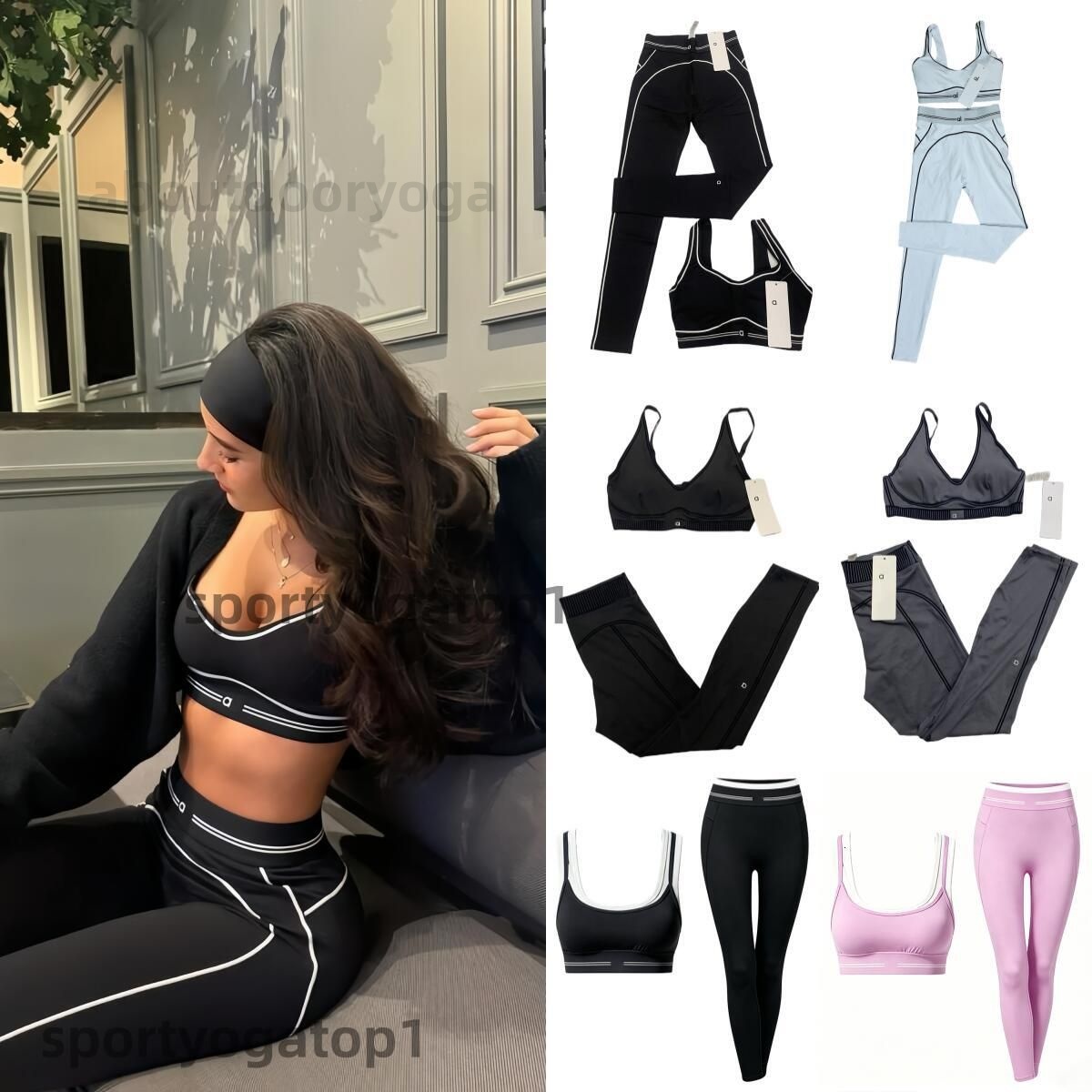 NEW 10A alosetismly women clothes yoga exercise set 2 piece bra+pants sets high end minimalist sports clothing sportswear designer leggings clothes
