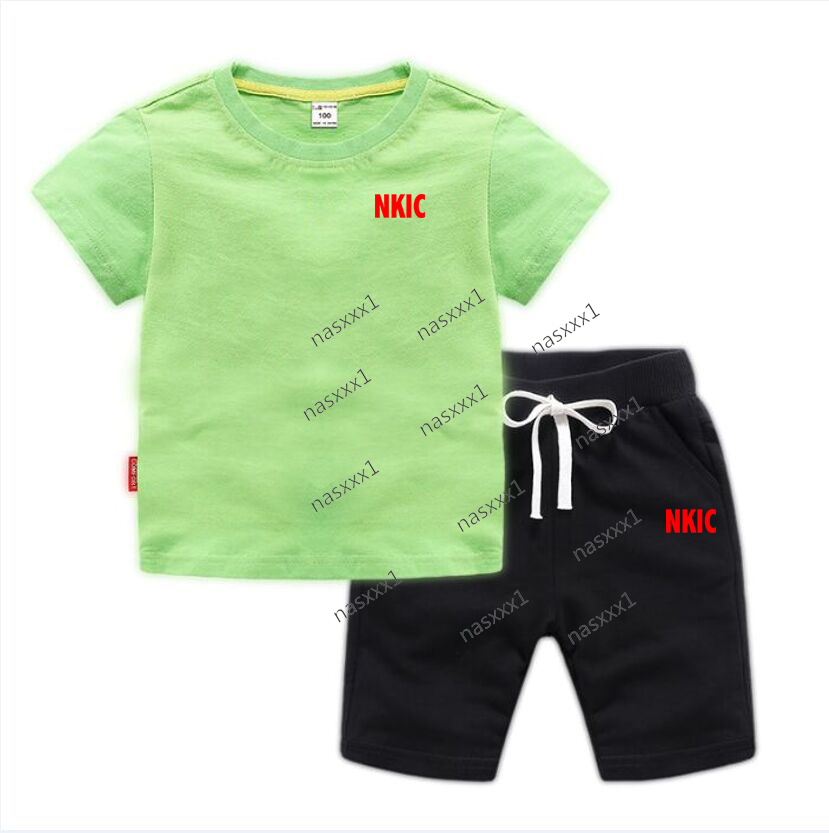 Vêtements d'été pour enfants, t-shirt et short 100% coton, pour garçons et filles, 2 pièces/ensembles, vêtements de marque pour bébés en bas âge,