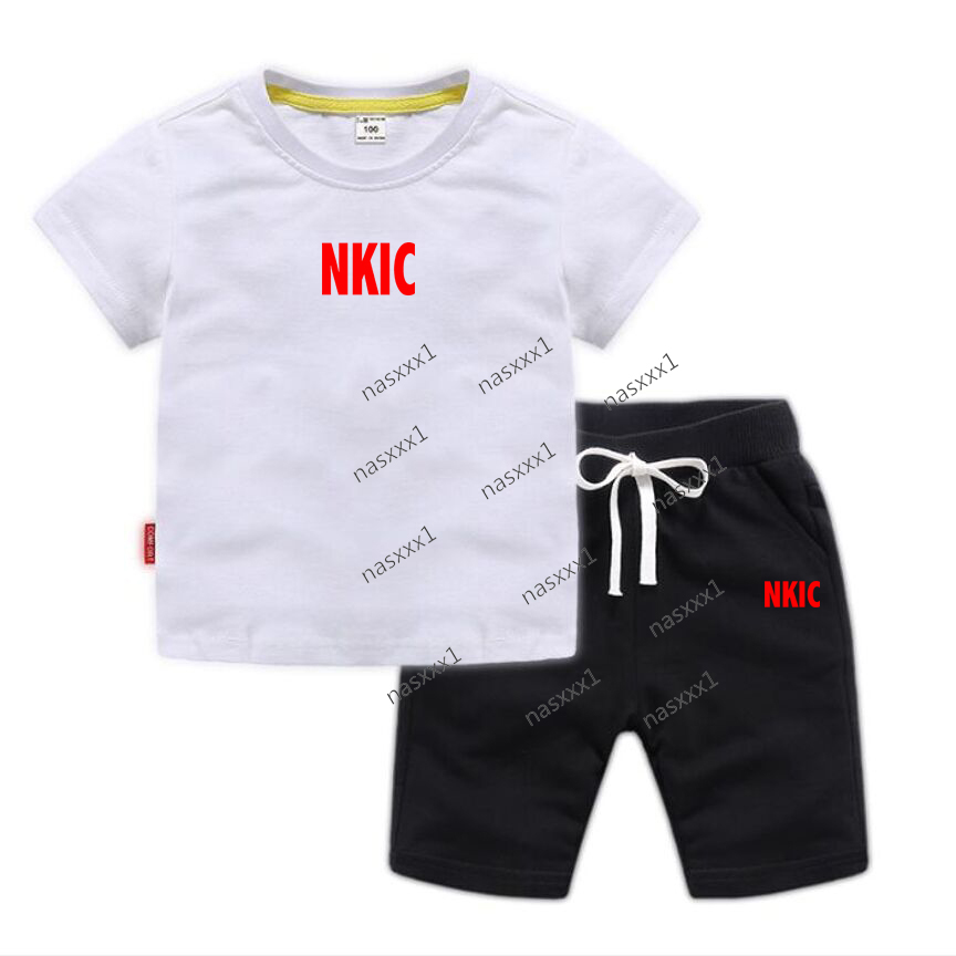 Baby Girls Summer Causal Clothes Children Letter Print Short Sleeve 100% Cotton T-Shirts Shorts 2Pcs Unisex Boys Brand Tracksuits