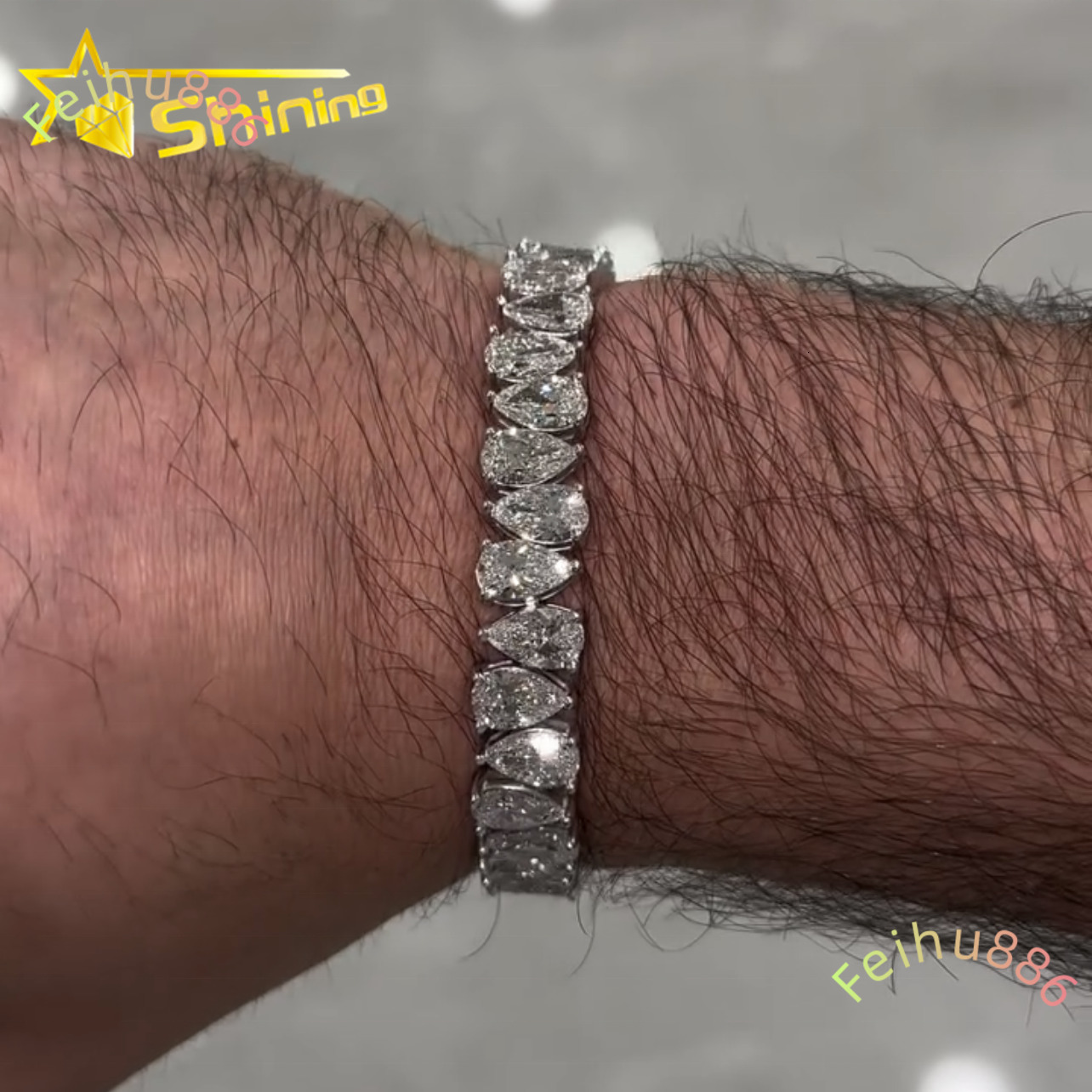 10K White Gold VVS1 DEF Color 1Ct Per Stone Lab Grown Diamond Tennis Bracelet