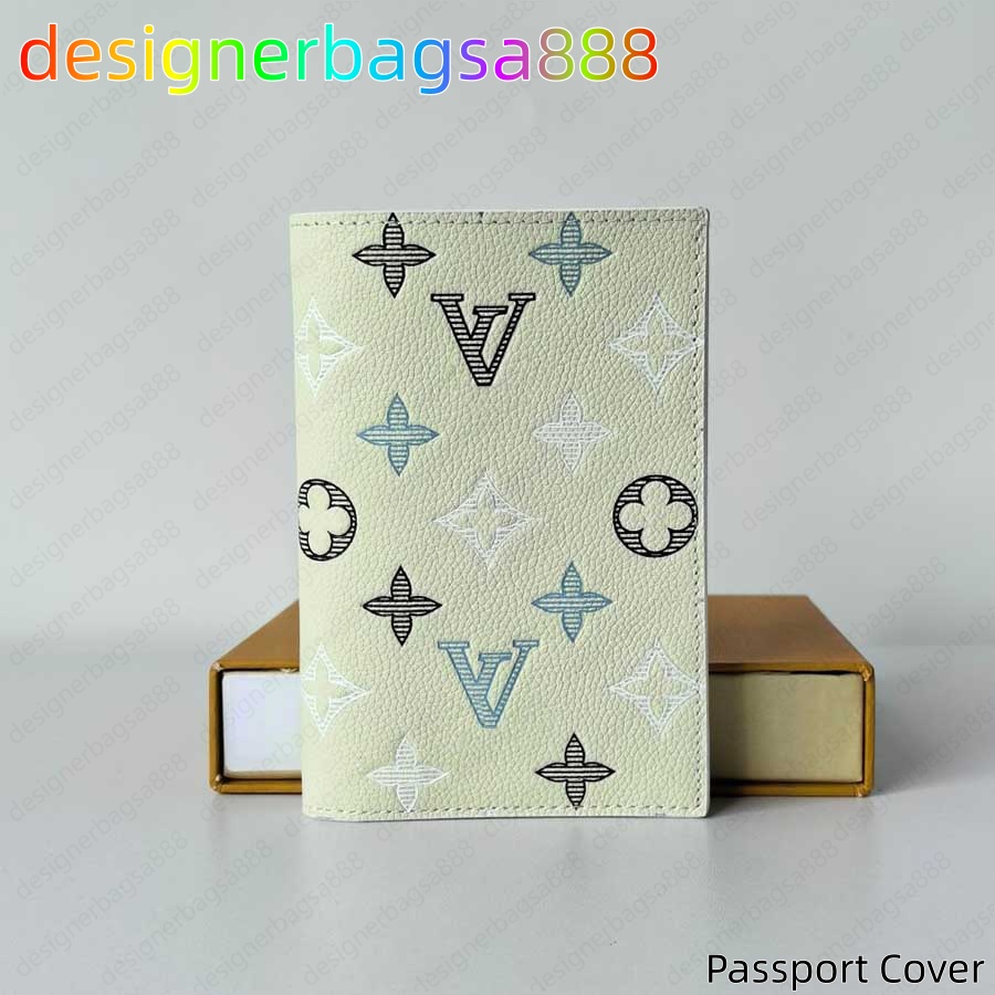 passport cover luxury passport holder for fashion Classic passport card package Business checkbook ID leather paraglider passport Navy White Passpor