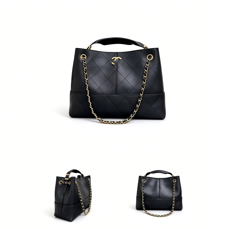 Designer Quilted Suede Spliced Leather Chain Shoulder Bag Large Capacity Shopping Tote Bag Vintage Women Handbag