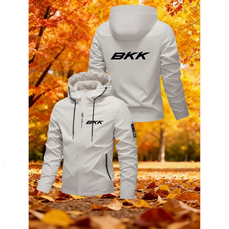 Men'S Hooded Jacket BKK Large Letter Print Hooded Jacket Suitable For Hiking And Mountain ClimbingFishing And Camping 260929