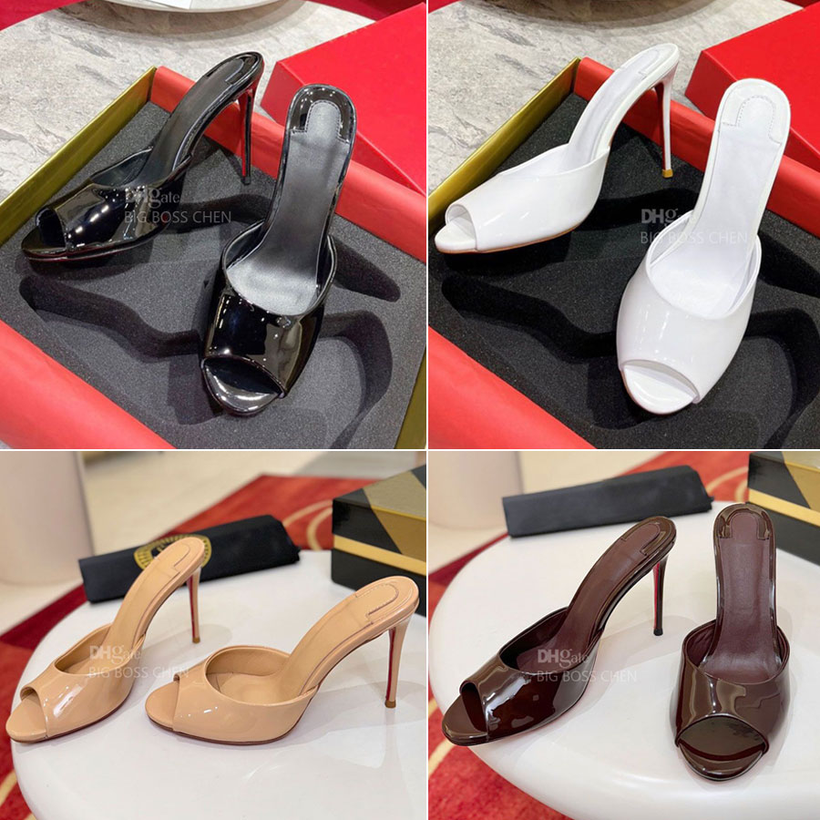 High quality Patent leather rhinestone mules High heels slipper sandals for womens open toes Luxury designer heeled Evening party shoes Factory f