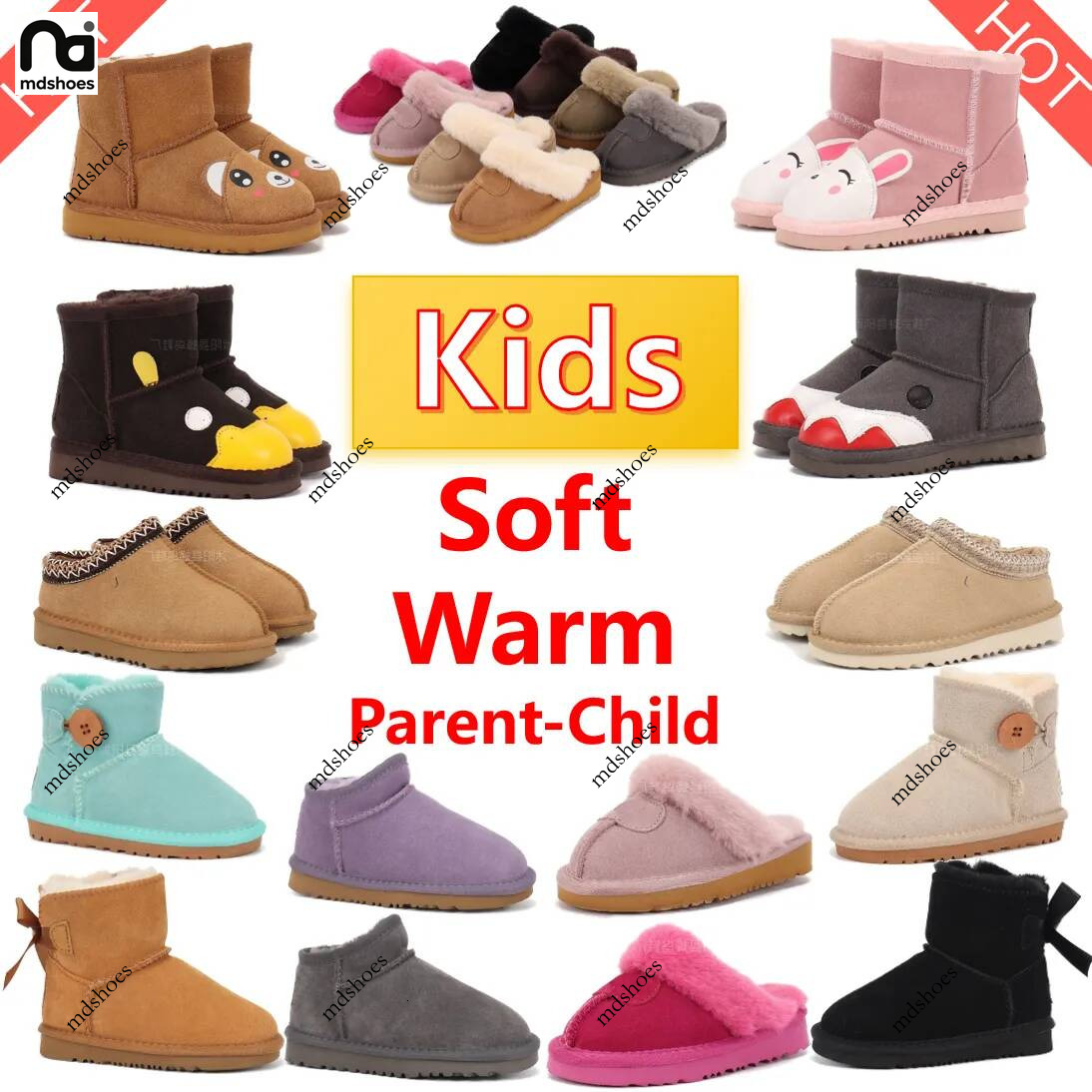 Kids Boot Tazz Children Classic Parent Child Style Winter Snow Boots Tasman Les Petites Suede Thick Platform Mini Ankle Boots Warm Fleece Lined Mule