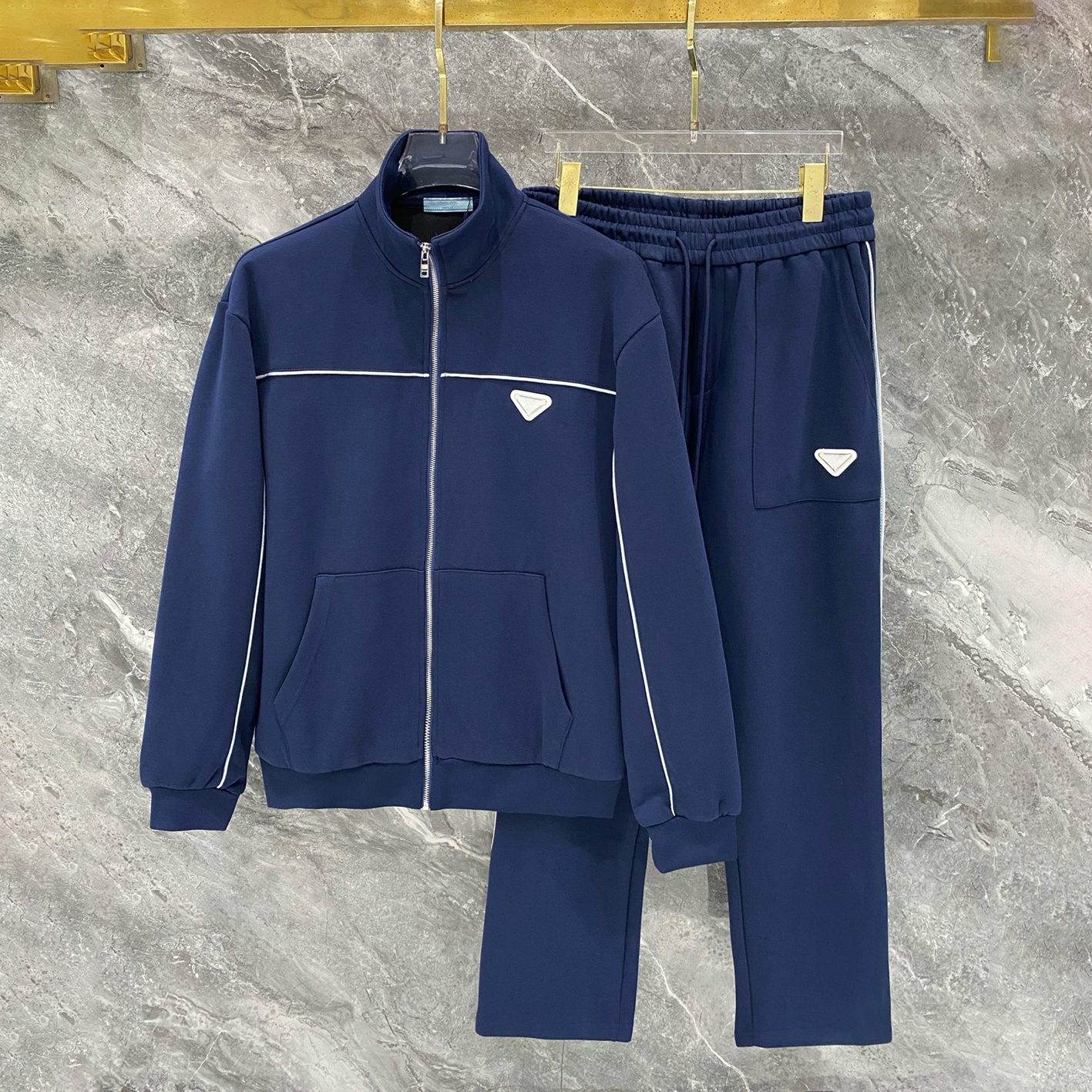 Vêtements de marque de créateurs veste de costume de sport pour hommes de haute qualité veste à glissière à col montant + pantalon droit de même