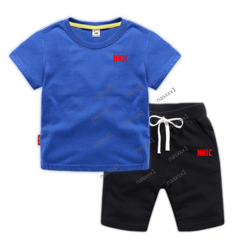 Enfants été loisirs lettre imprimer 2 pièces col rond manches courtes 100% coton T-shirts pantalons costumes garçons filles tenues décontractées